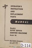 DoAll-DoAll Bandsaw Operators Instruction and Parts Super Zephyr Mdl 36 Machine Manual-36-36L-01